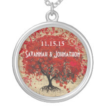 Wedding Red Heart Leaf Anniversary Necklace