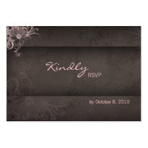 Wedding reply card pink brown business cards
