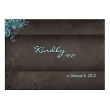 Wedding reply card turquoise blue brown business card templates