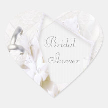 Wedding Rings & Champagne Glasses Bridal Shower Heart Stickers