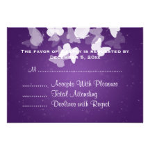 Wedding RSVP Elusive Butterflies Purple Personalized Invite