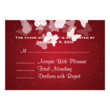 Wedding RSVP Elusive Butterflies Red Custom Announcements
