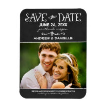 Wedding Save the Date Magnet | Black Chalkboard