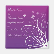 Wedding Save The Date Magnet - Purple Butterfly