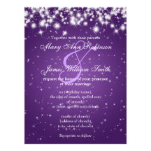 Wedding Save The Date Winter Sparkle Purple Personalized Invitation
