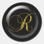 Wedding Seals In Gold Letter R Round Sticker