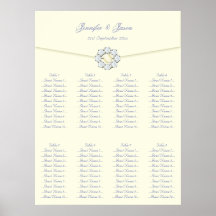 Wedding Seating Plan Ivory with Pearl & Diamonds Posters