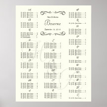 Wedding Special Event Guest Seating Chart Posters
