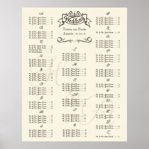 Wedding Special Event Guest Seating Chart Posters