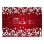 Wedding Table Number Winter Sparkle Red Postcards