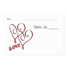 Wedding Table Place Cards Love Two Hearts Business Card