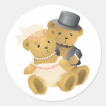 Wedding Teddy Bear Couple Round Sticker