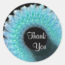 Wedding Thank You - BLUE Rose Wreath Round Stickers