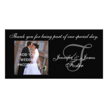 Wedding Thank You Monogram F and Message Photo Cards
