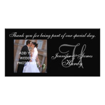 Wedding Thank You Monogram H and Message Custom Photo Card
