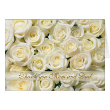Wedding Thank you Mum and Dad Card, white roses