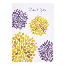 Wedding Thank You Note Cards Watercolor Dahlias Custom Announcement
