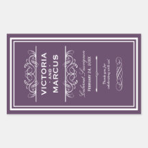 Wedding Wine Bottle Monogram Favor Labels Rectangular Sticker