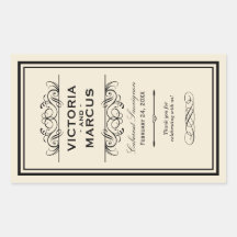 Wedding Wine Bottle Monogram Favour Labels Rectangular Sticker