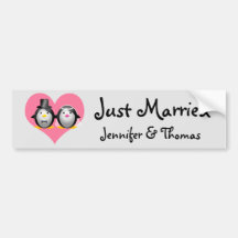 WeddingPenguins, Just Married, Jennifer & Thomas Bumper Sticker
