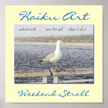 Weekend Stroll Seagull Haiku Art Print