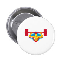 weightlifter body builder lifting weights  retro buttons