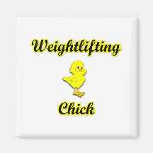 Weightlifting Chick Refrigerator Magnet