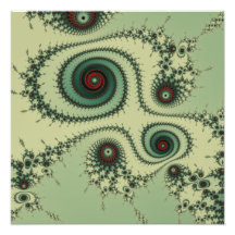 Weird Fractal Design - Red and Green Spirals Dots Photo Print