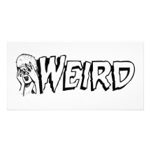 WEIRD - Retro Monster Girl Black & White Customized Photo Card