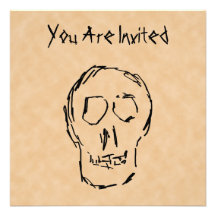 Weird Skull. Black. Sketch. Invites