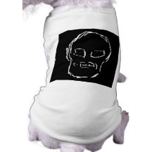 Weird Skull. White. Sketch. Dog Tshirt
