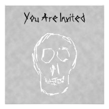 Weird Skull. White. Sketch. Personalized Announcement