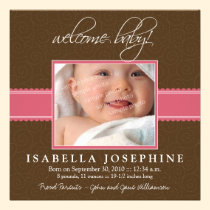 Welcome Baby! Pink Ribbon Birth Announcement invitations
