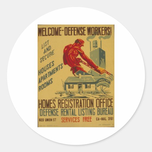 Welcome Defence Workers Advertisement Poster 1941 Sticker