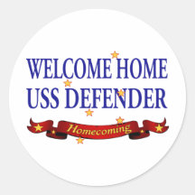Welcome Home USS Defender Round Stickers