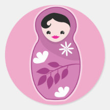 Welcome to world little niece babushka Doll cute Round Stickers