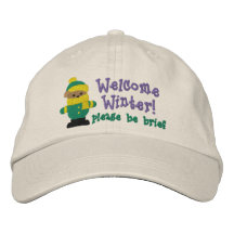 Welcome Winter Bear Embroidered Hats