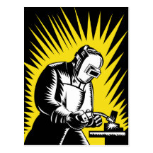 welder worker welding postcards