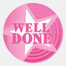 Well done star praise sticker pink