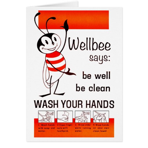 Wellbee CDC WASH YOUR HANDS Advertisement Poster Greeting Cards