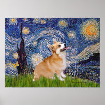 Welsh Corgi Pembroke -  Starry Night Print