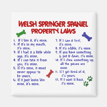 WELSH SPRINGER SPANIEL Property Laws 2 Refrigerator Magnets