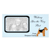 Welsh Terrier - Blue w/hite Diamond Design Personalized Photo Card