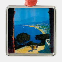West Italian Riviera Travel Poster Christmas Tree Ornaments