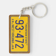 West Virginia 1966 Vintage License Plate Keychain Rectangle Acrylic Key Chains