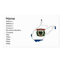 West Virginia Flag Map Business Card Template