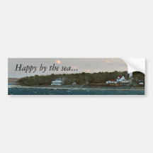 WestChopLightWinterBeach, Happy by the sea... Bumper Stickers