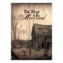 western farmhouse country Wedding rehearsal dinner Custom Announcements