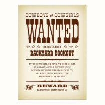 Western Wanted Poster Party Invitations invitations