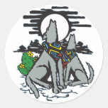 Western Wolf Howl Stickers